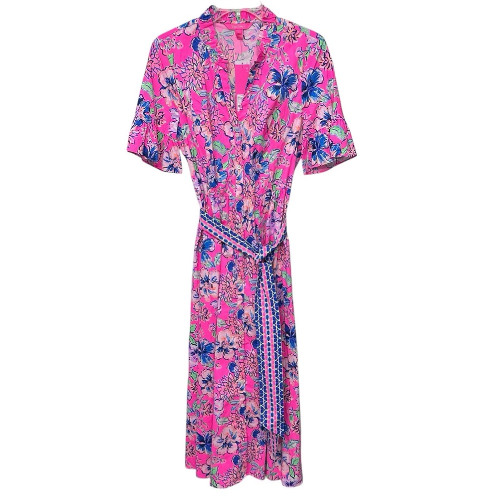 Lilly Pulitzer 6 Last‎ Bud Not Least MARILISA SHIRTDRESS Stretch Midi Ruffle NWT